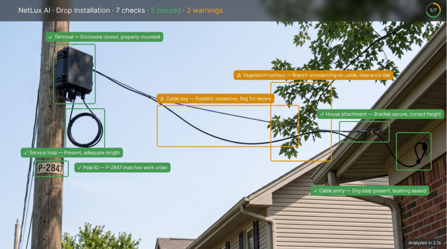 IQGeo Drop Install Agent screen shot of validation checks with telecom equipment