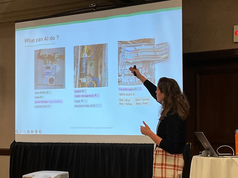 Marion Tormento sharing the benefits of IQGeo's AI capabilities  