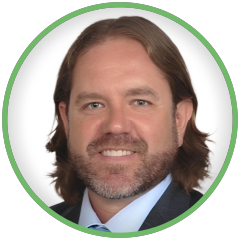 Tim Cessna headshot in green circle and white background