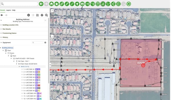 IQGeo Network Manager Telecom product screen shot that is used to manage fiber network assets
